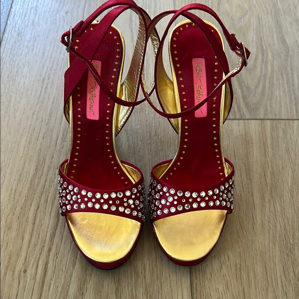 Betsey Johnson Red Satin Stilettos